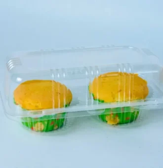 Double muffin clear packaging by JC Packaging, featuring two delicious muffins, accentuating the product with perfect clarity.