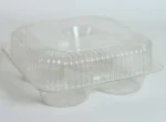 "Clear quad muffin packaging with central holder, showcasing eco-conscious design and durability by www.jcpackaging.net."