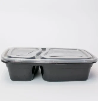 "2-compartment plastic plates with clear lids from www.jcpackaging.net"