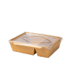 KRAFT RECTANGULAR PAPER BOX WITH CLEAR CLIP COVER DOUBLE COMPARTMENT
