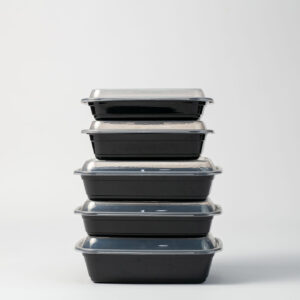 RECYCLABLE SQUARE BLACK PLASTIC AND LID