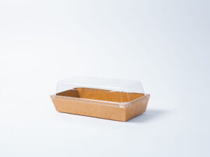 RECTANGULAR KRAFT PAPER BOWL AND CLEAR LID