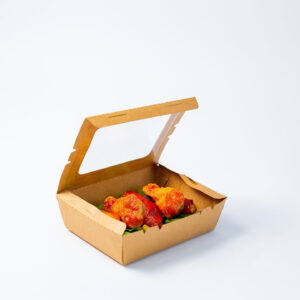 KRAFT PAPER SALAD BOX WITH SEE THROUGH WINDOW