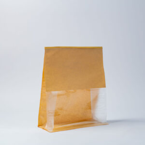 KRAFT PAPER WIRE CLIP BAG WITH WINDOW (LARGE) 22x28+11