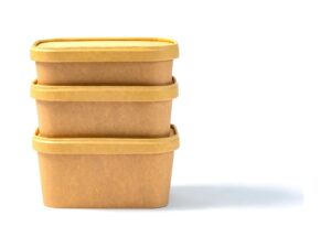 KRAFT RECTANGULAR CONTAINER WITH PAPER LIDS